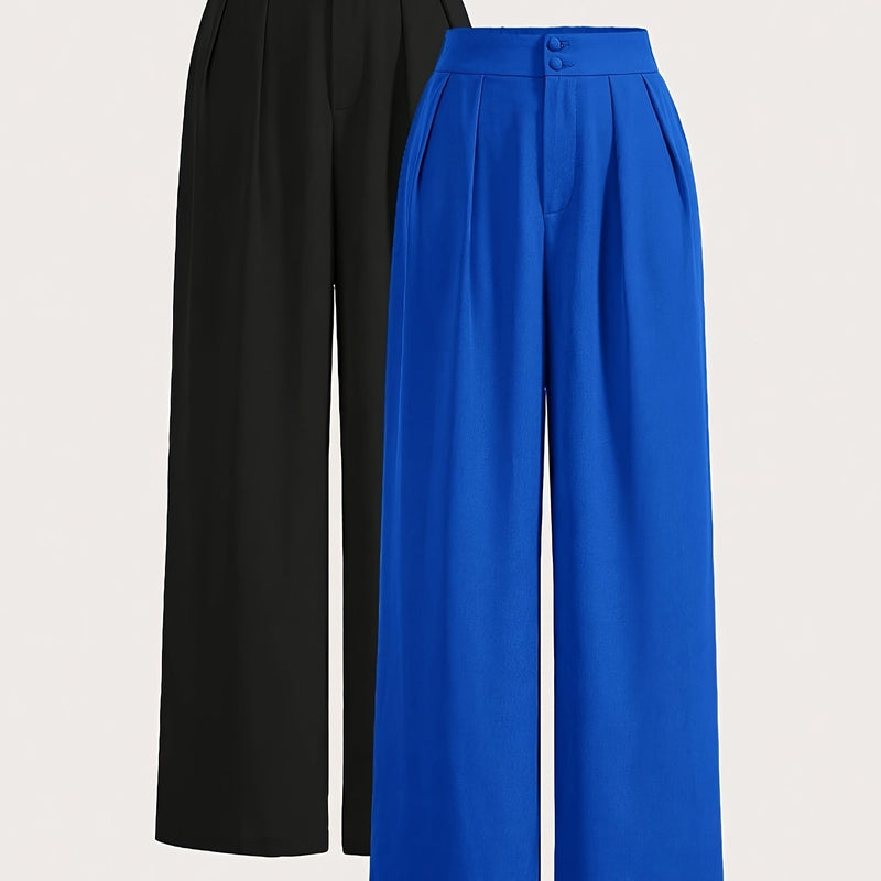 High-Waisted Wide-Leg Pants Two-Piece Set for Women.