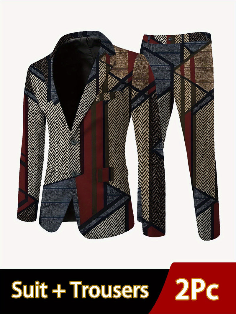 Men'S Plus-Size Suit Set Featuring a Blazer And Trousers.