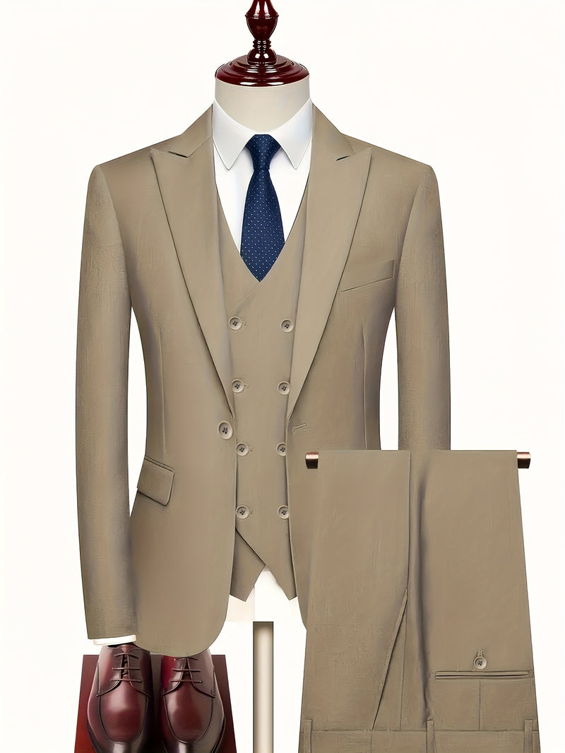 Men's Classic One-Button Suit - 3pcs Suit.