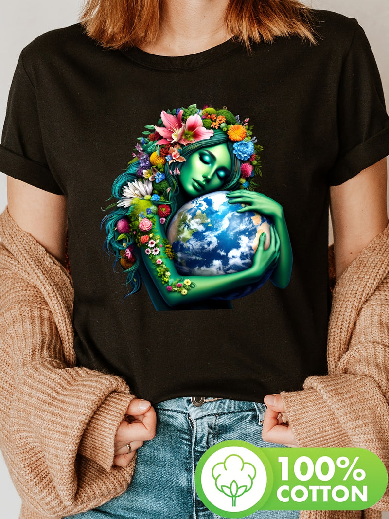 Women's Green Earth Day T-Shirt.
