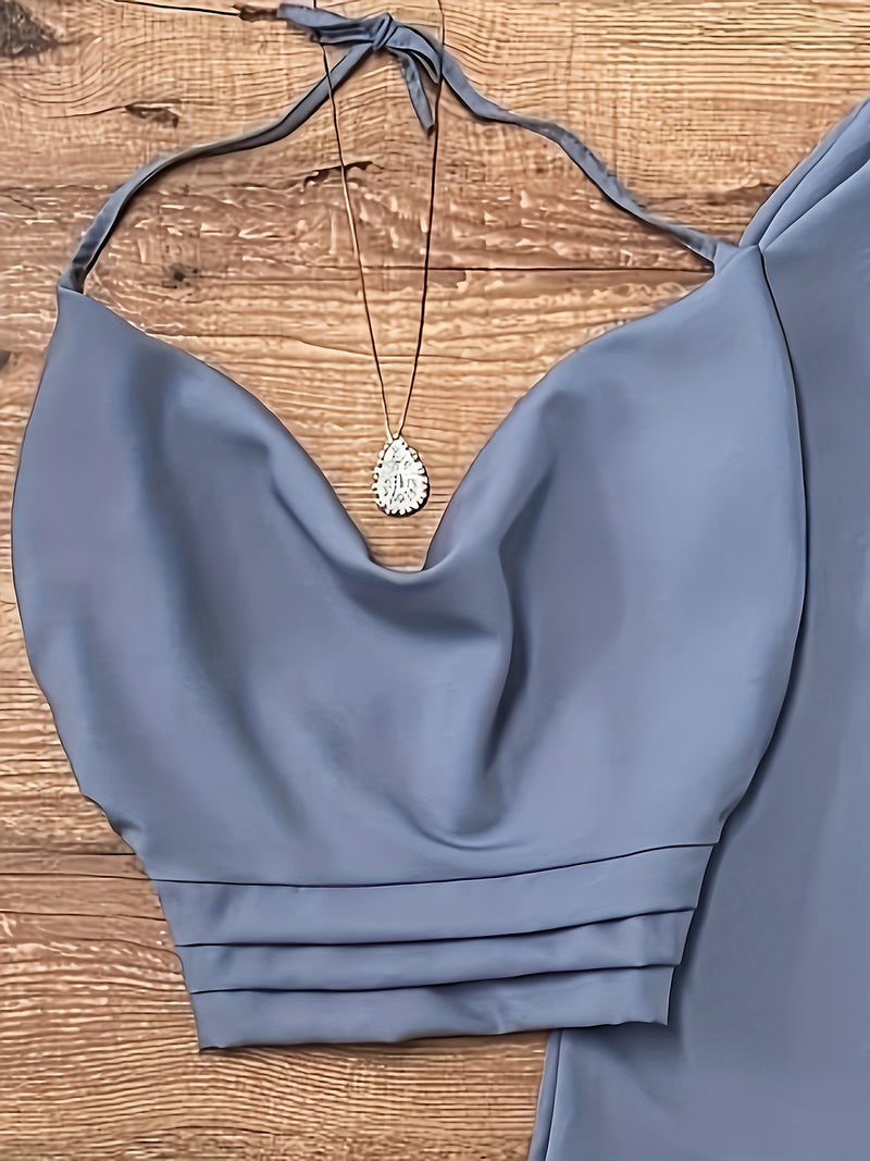 Women's Solid Color Vest and Pants Two-Piece Set.