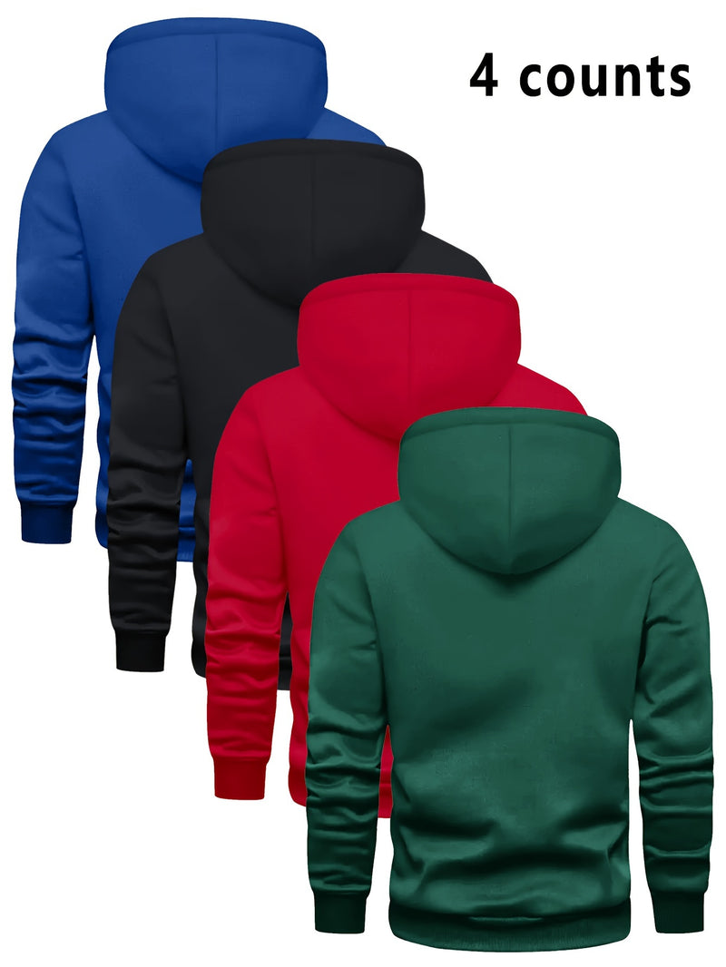 4 Counts Hooded Sweatshirt Fleece Men's Casual Versatile Fashion.