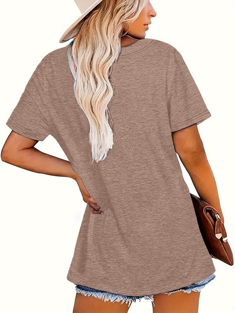 Women's Short-Sleeve Blouse - Summer Round Neck T-Shirt.