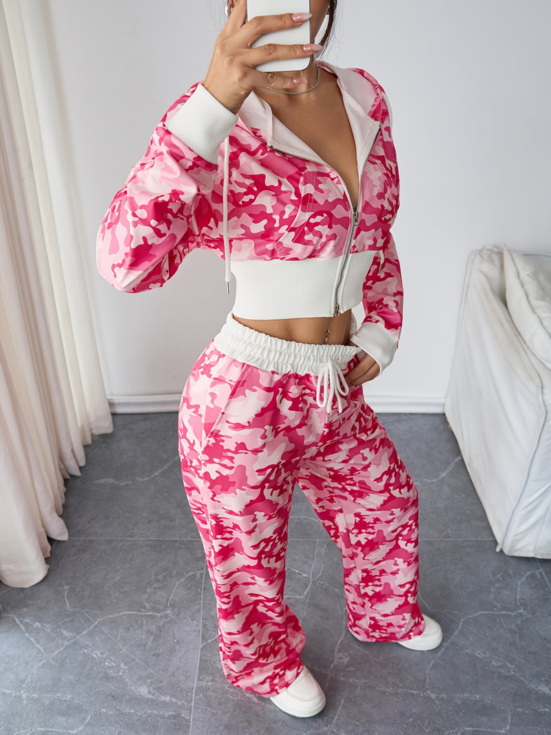 Women's Two-Piece Set, Spring/Autumn Long Sleeve Hooded.