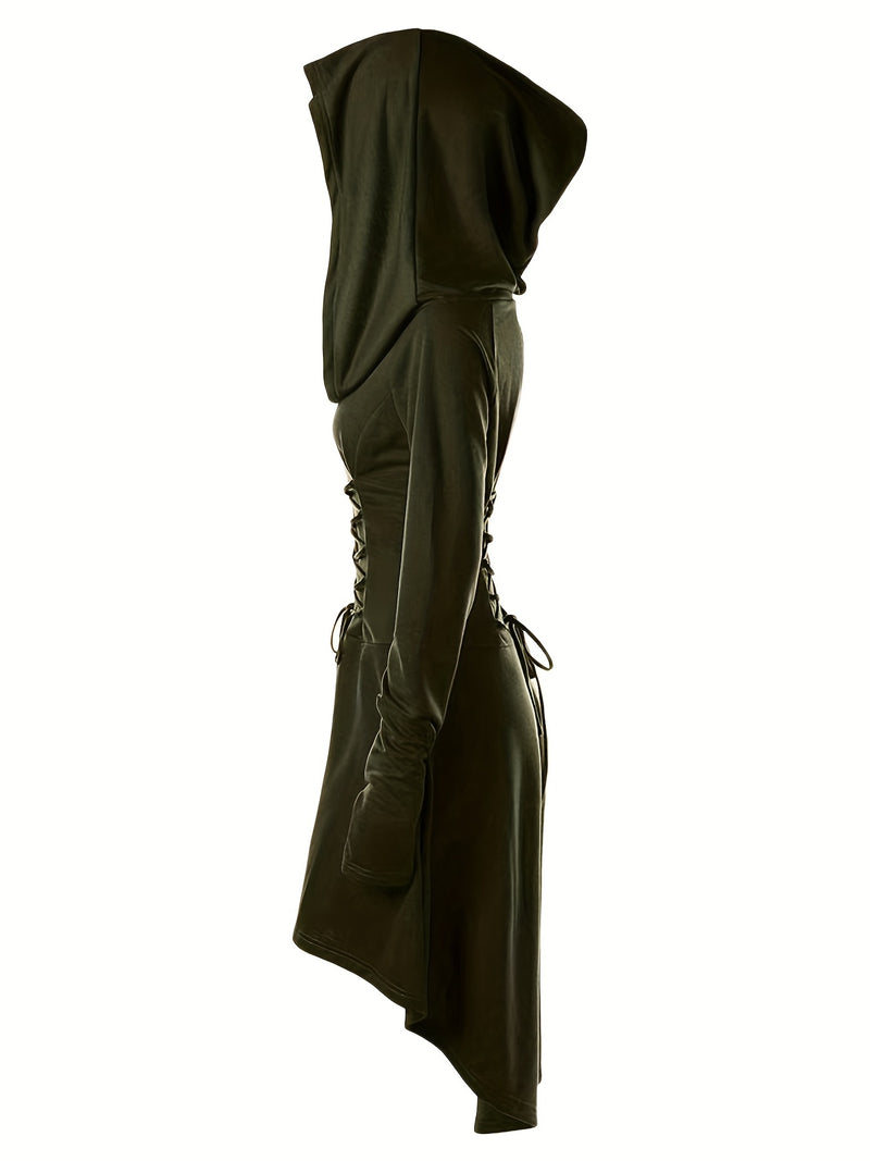 Women's Solid Color Tie-Up Asymmetrical Dress.