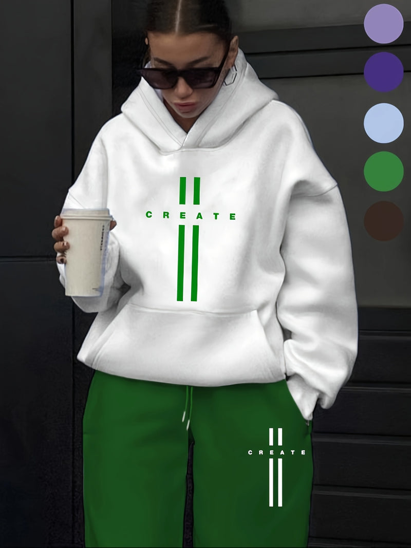 Women's Fashion Casual Letter Pattern Print Set.