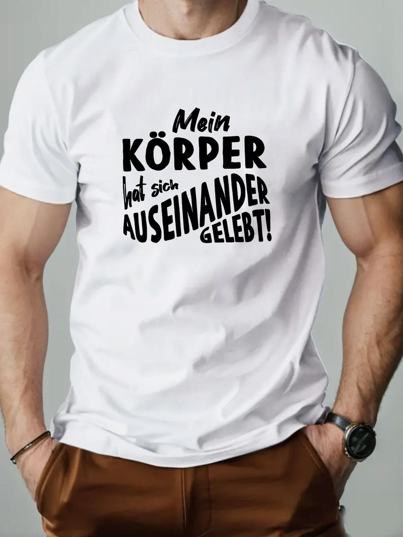 Men's KOPPER English Pattern Summer Casual Crew Neck Short T-Shirt.
