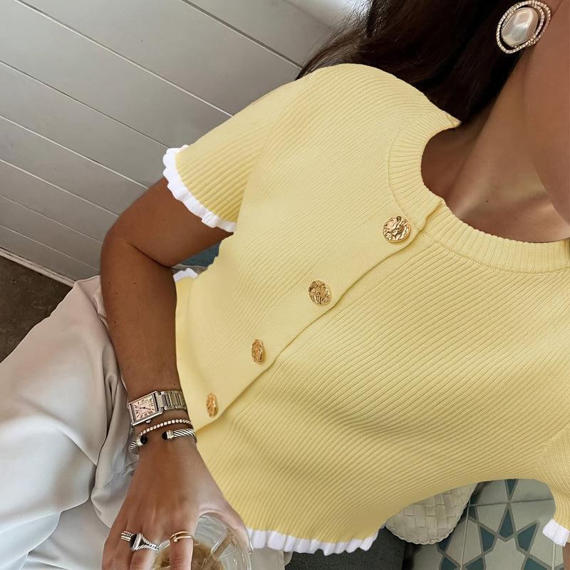 Women's Summer Button Ear Design Edge Design.