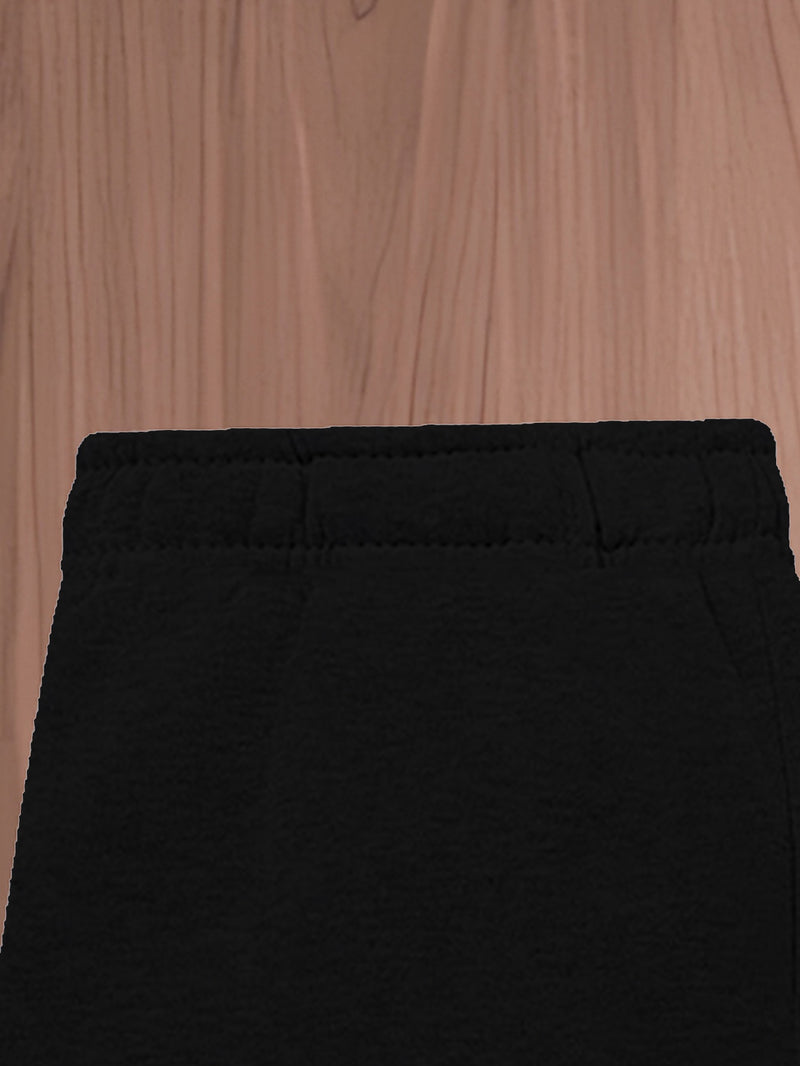 2pcs Set Boys Hoodie Outfit Knitted Comfortable Casual Sweatshirt And Pants.