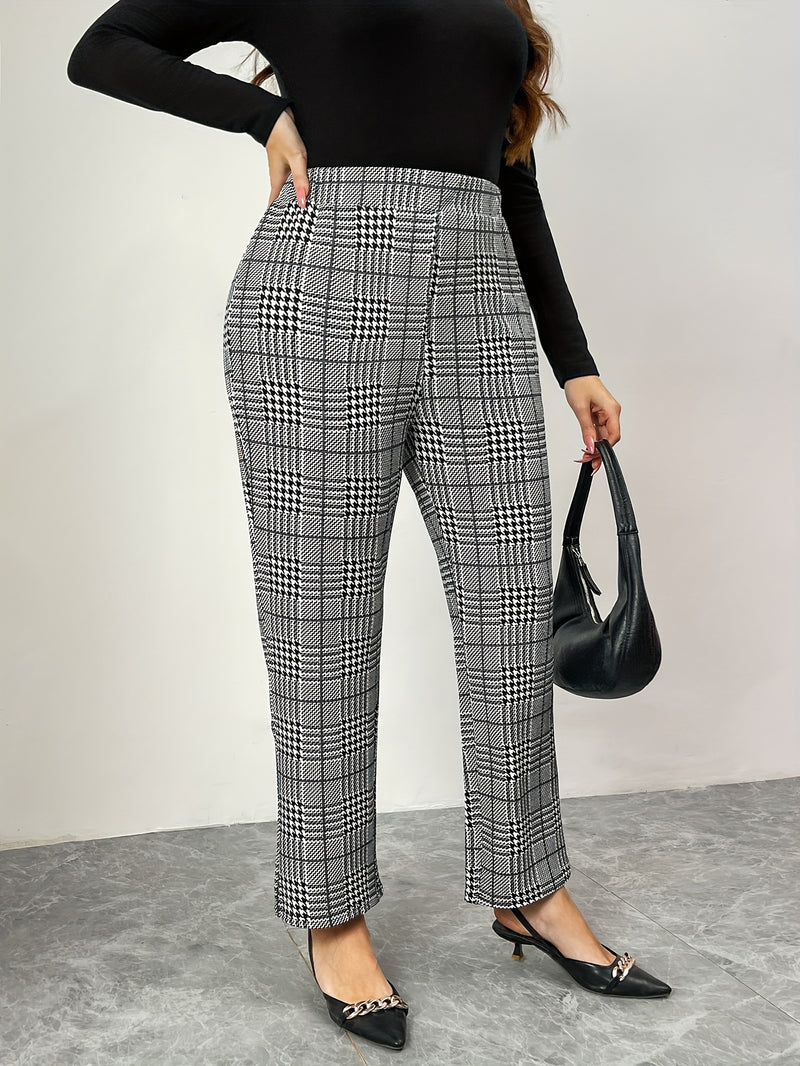 1pc Elegant Plus Size Women's Straight Leg Pants.