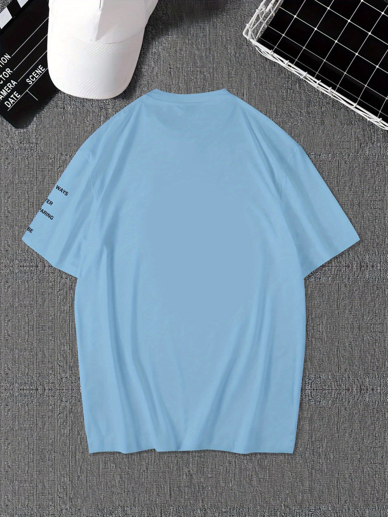 Men's Graphic Print Round Neck Short Sleeve, a Gift for Boyfriends.