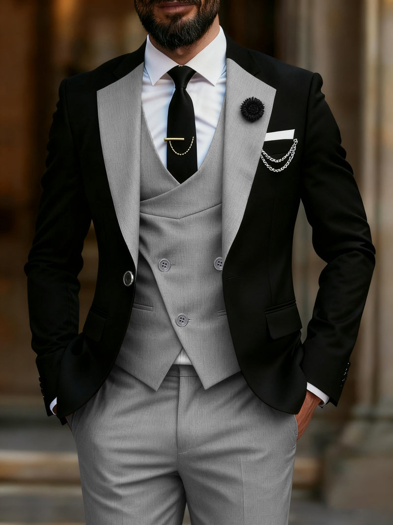 Men's 3pcs Suit Set: Jacket + Vest + Trousers.