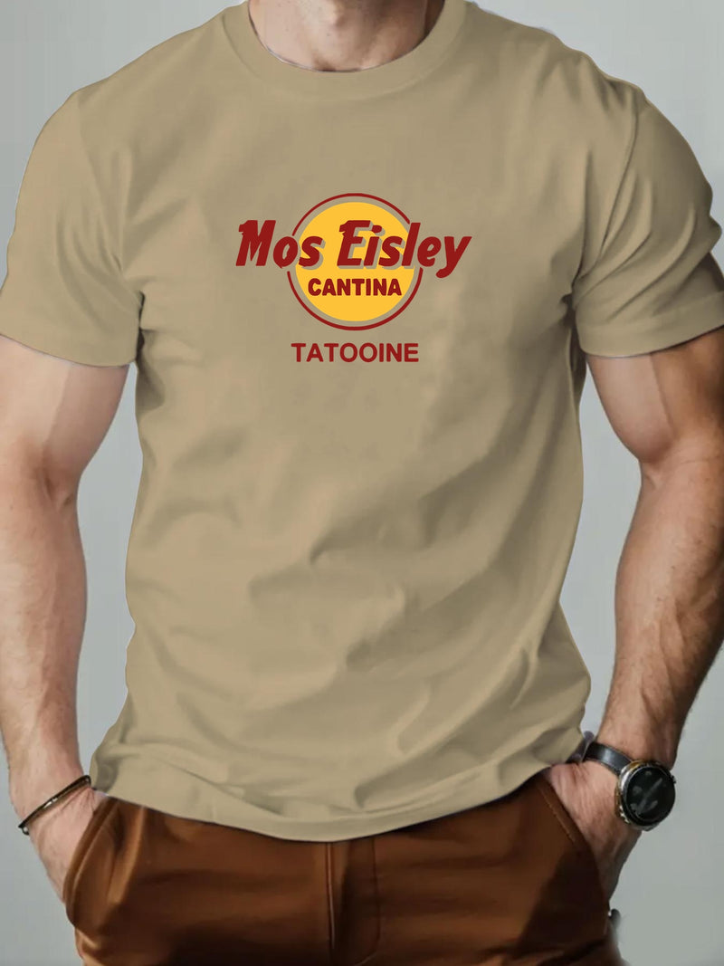 Men's Mos Eisley Cantina Logo Pattern Summer Casual Short-Sleeve T-Shirt.