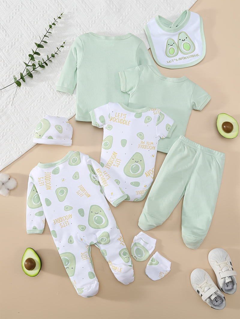 8pcs Set for Boys And Girls Featuring a Comfortable And Soft Cartoon Avocado.