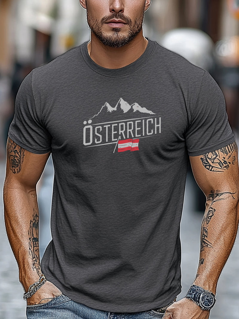 Men's Austrian Pattern Summer Casual Crew Neck Short T-Shirt.