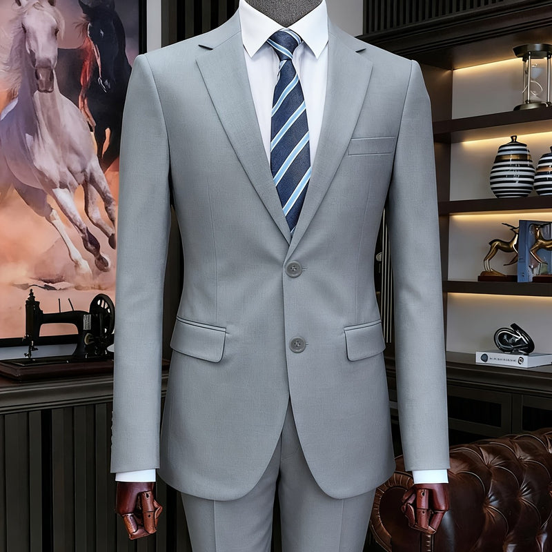 A Men'S Two-Piece Suit Featuring a Easy And Stylish Design.
