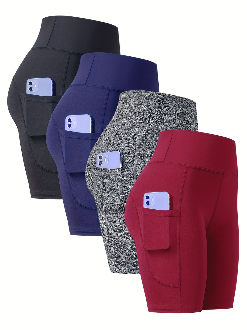 4-Pack Women’s Athletic Shorts, Fashion Yoga Shorts.