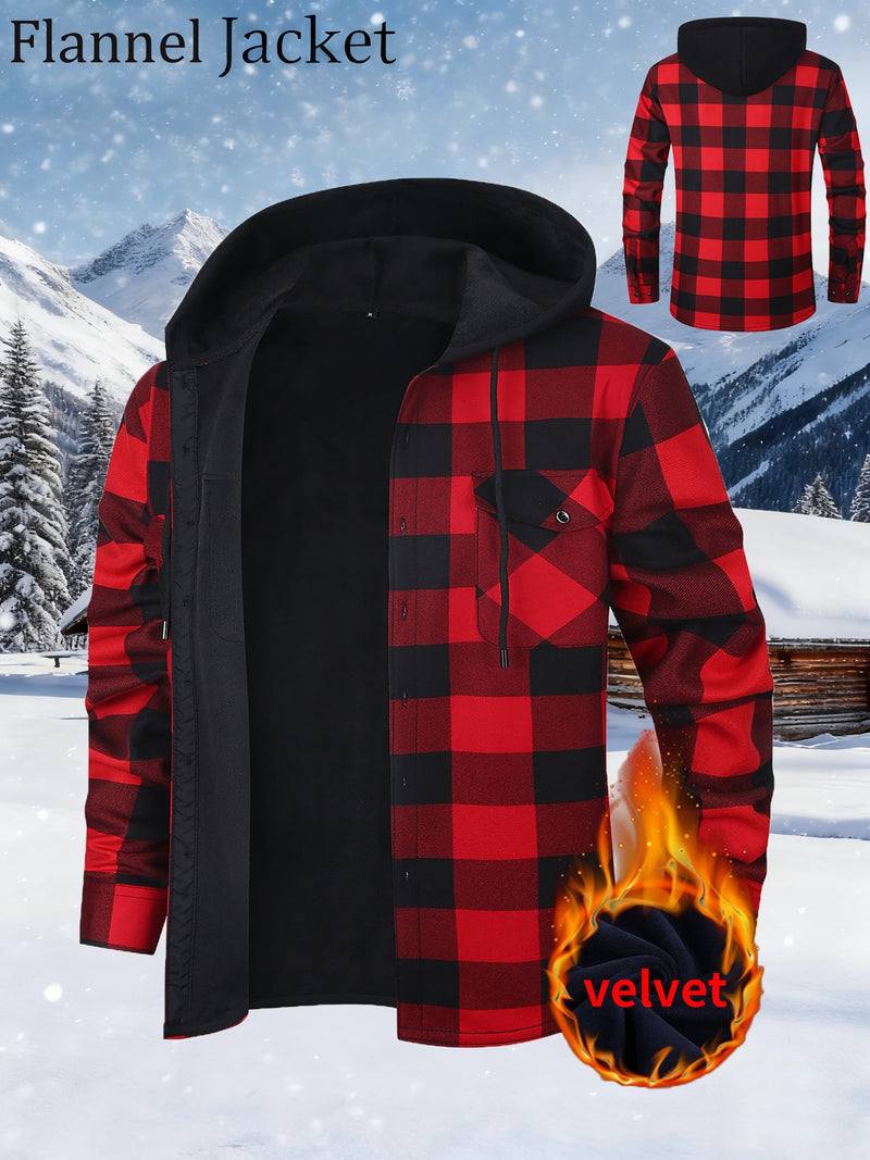 Men's Plush Flannel Shirt Jacket.