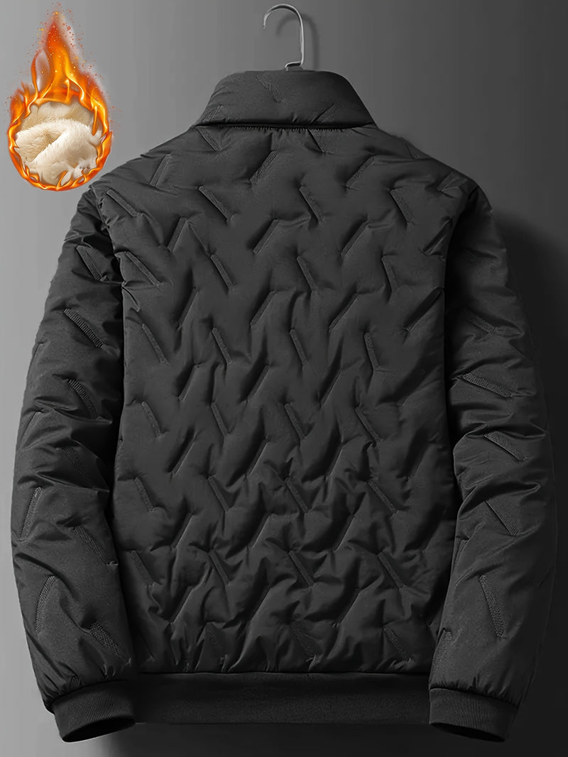 Men'S Winter Fashion Fleece Jacket with Zippered Pockets.