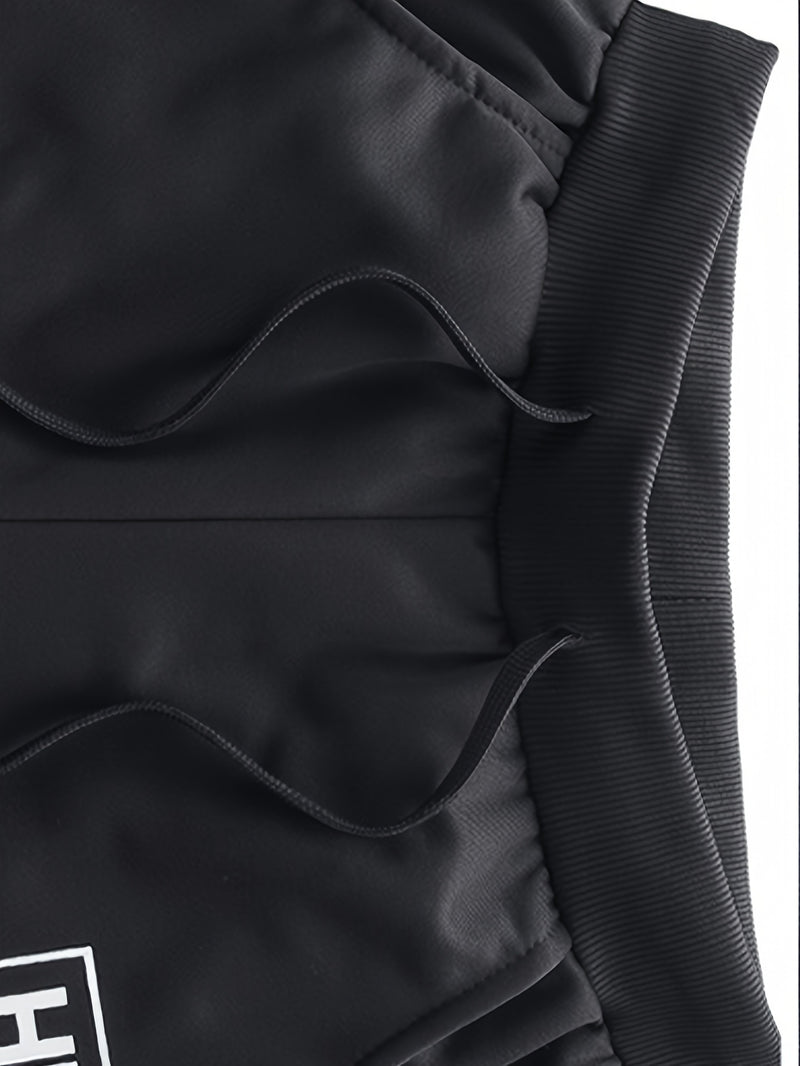 Men's Tracksuits 2pcs Set - Stand Collar Ribbed Hem Sportswear.