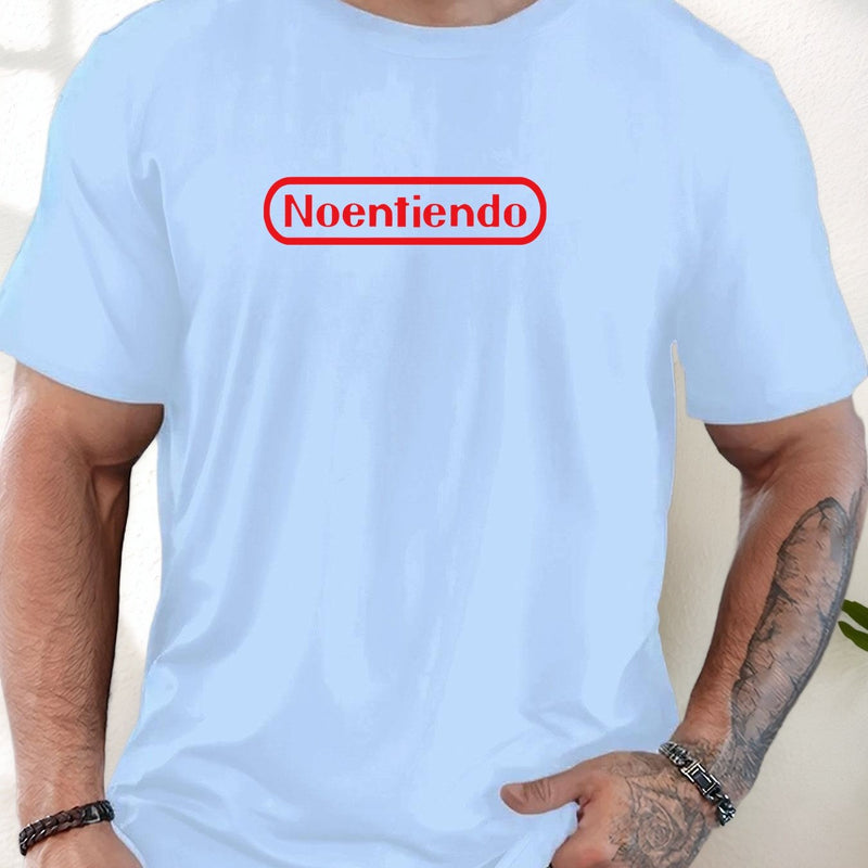 Men's Spanish "No Entiendo" Print Solid Color Casual T-Shirt.