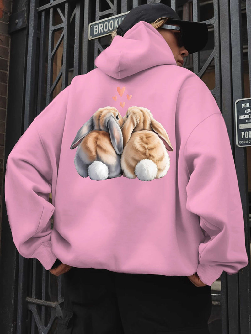 Cute Rabbit Back Women's casual sweatshirt back printed fashionable.