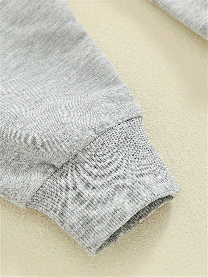 Baby Boy's Sweatshirt And Pants Set with 'Mom'S Little Man Print.