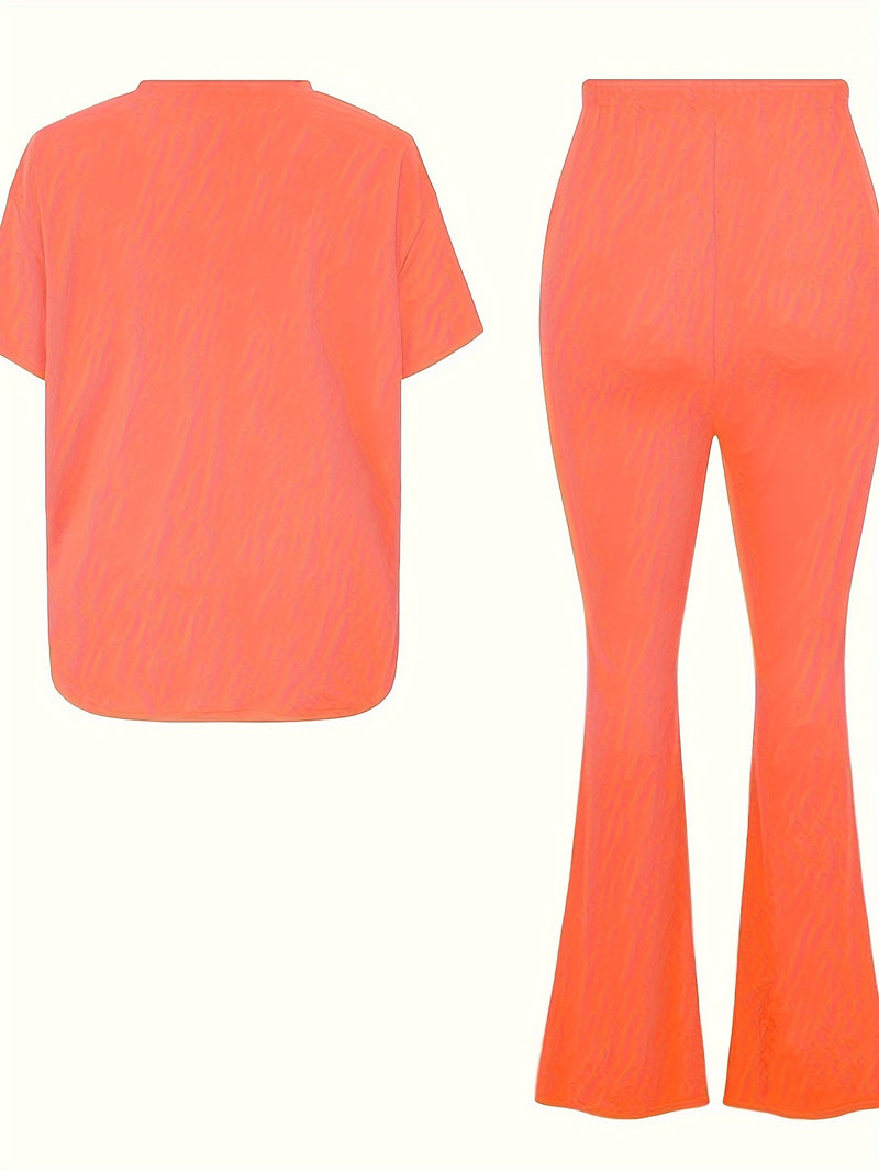 Womens Cross-Border Foreign Trade Loose T-Shirts, Long Wide-Leg Pants.