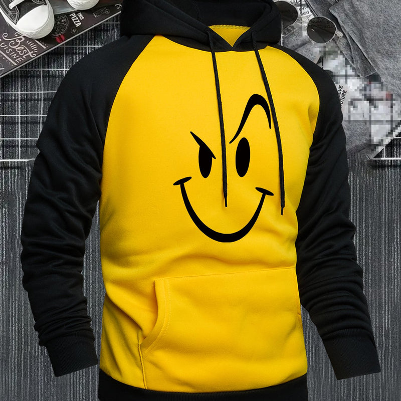 Men's Hooded Sweatshirt with Color Block Design.