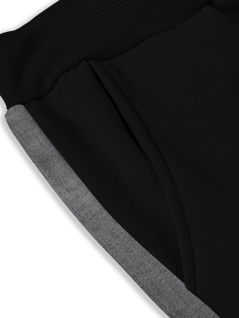 Stylish Men's Color-Blocked Jogger Pants Featuring a Striking Print Design.