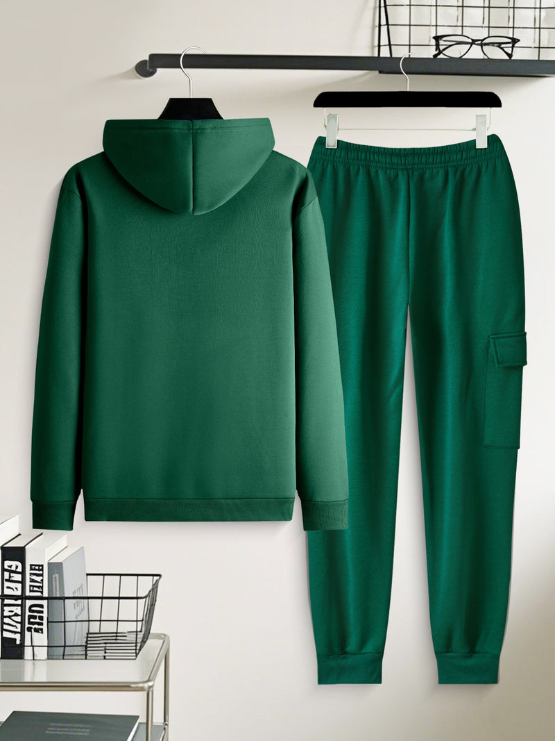 Men's Casual 2pcs Set, Fashion Long Sleeve Streetwear Hoodie.