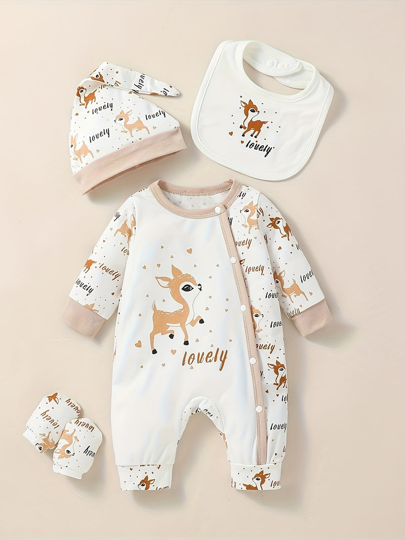 Newborn Baby Girl's Autumn/Winter Cartoon Long-Sleeve Casual Bodysuit.