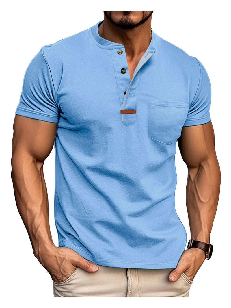 Men's Crewneck Short-sleeve T-shirt, Casual Summer Vacation.