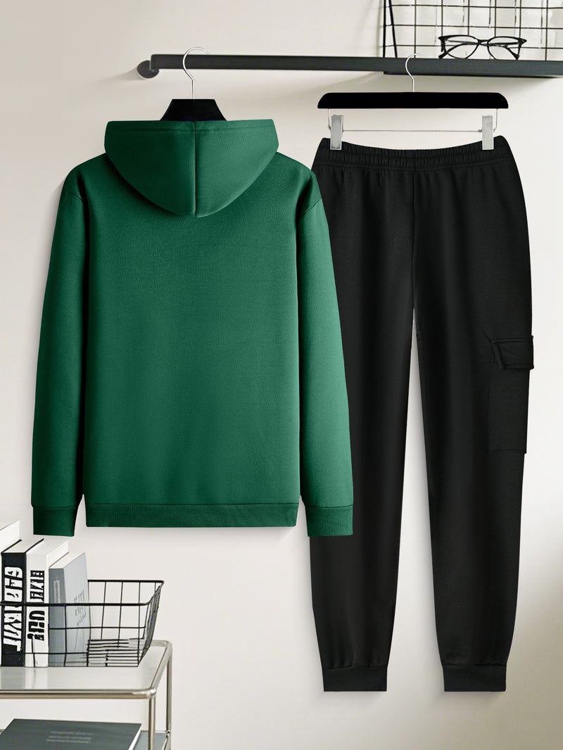 Men's Casual 2pcs Set, Fashion Long Sleeve Streetwear Hoodie.