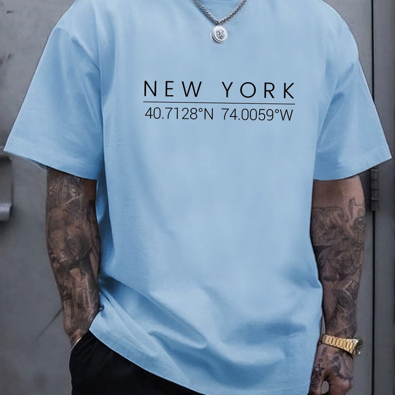 Plus Size Men's Summer Short-Sleeve Graphic Print T-Shirt.