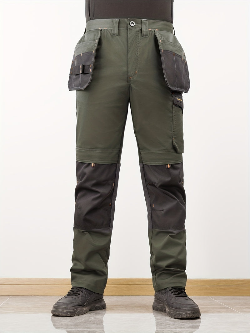 Men's Elastic Cargo Pants with Multiple Pockets, All-Season Style.
