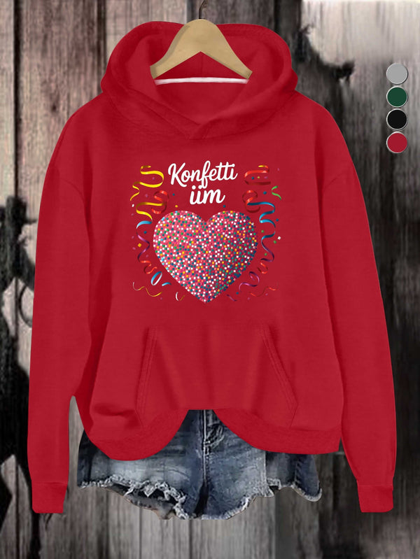 Festive Confetti Heart Women's Hoodies.