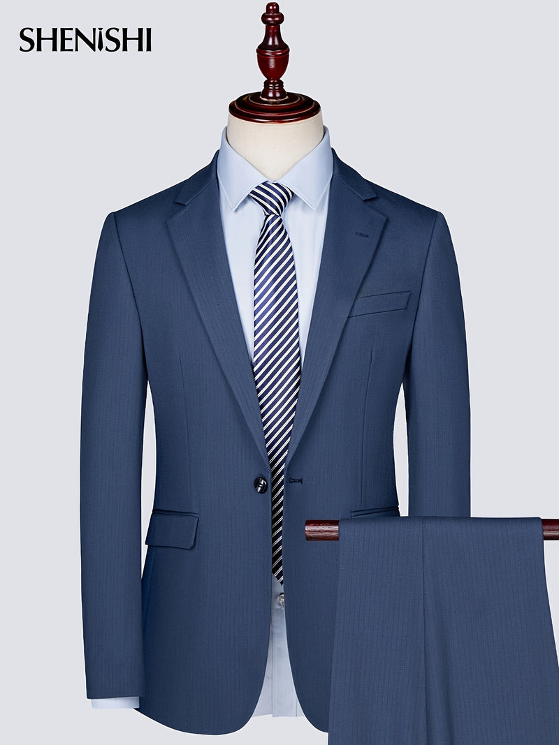 Men's Two-Piece Suit Set - Business & Casual Wear, Slim Fit.