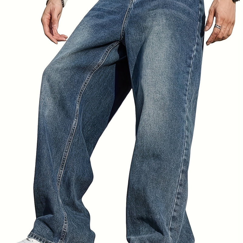 Men's Casual Wide-Leg Jeans That Are Versatile.