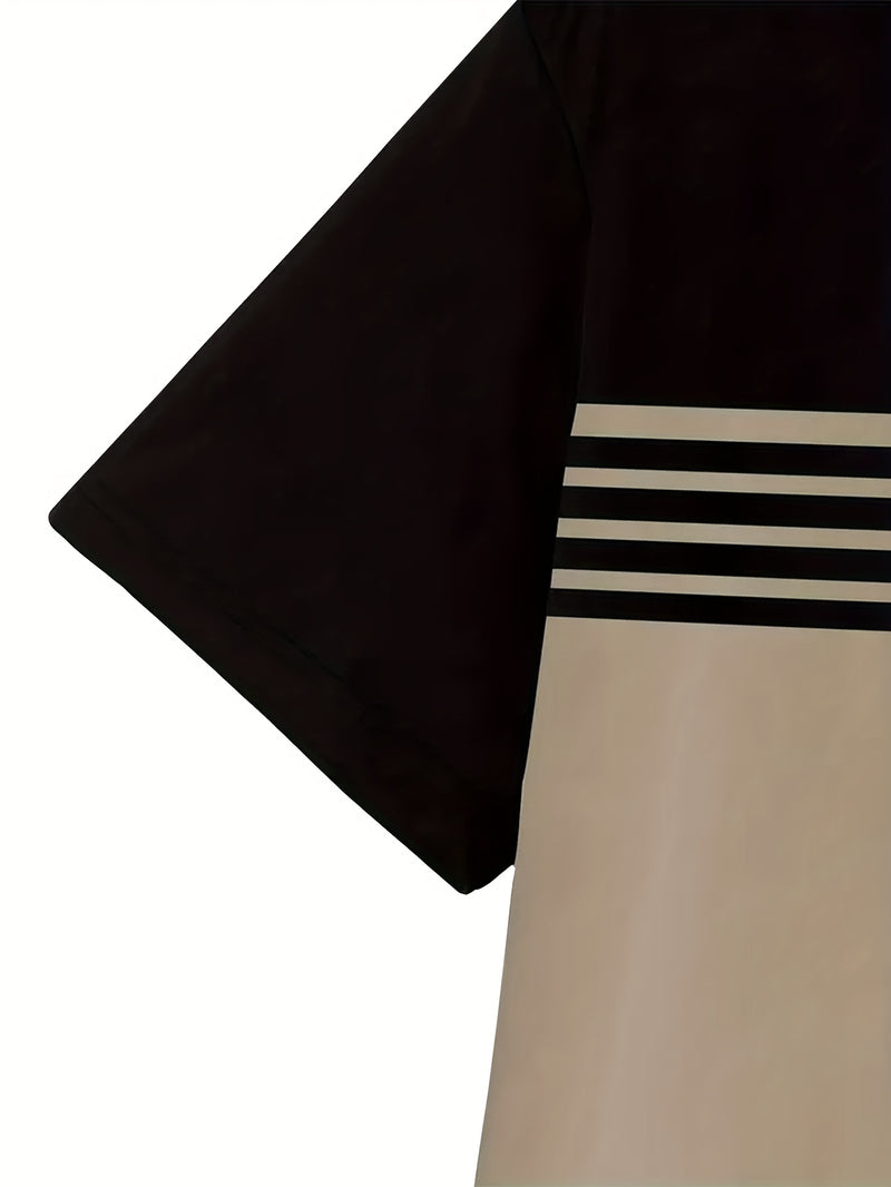 3pcs Men's Striped Short Sleeve T-Shirts.