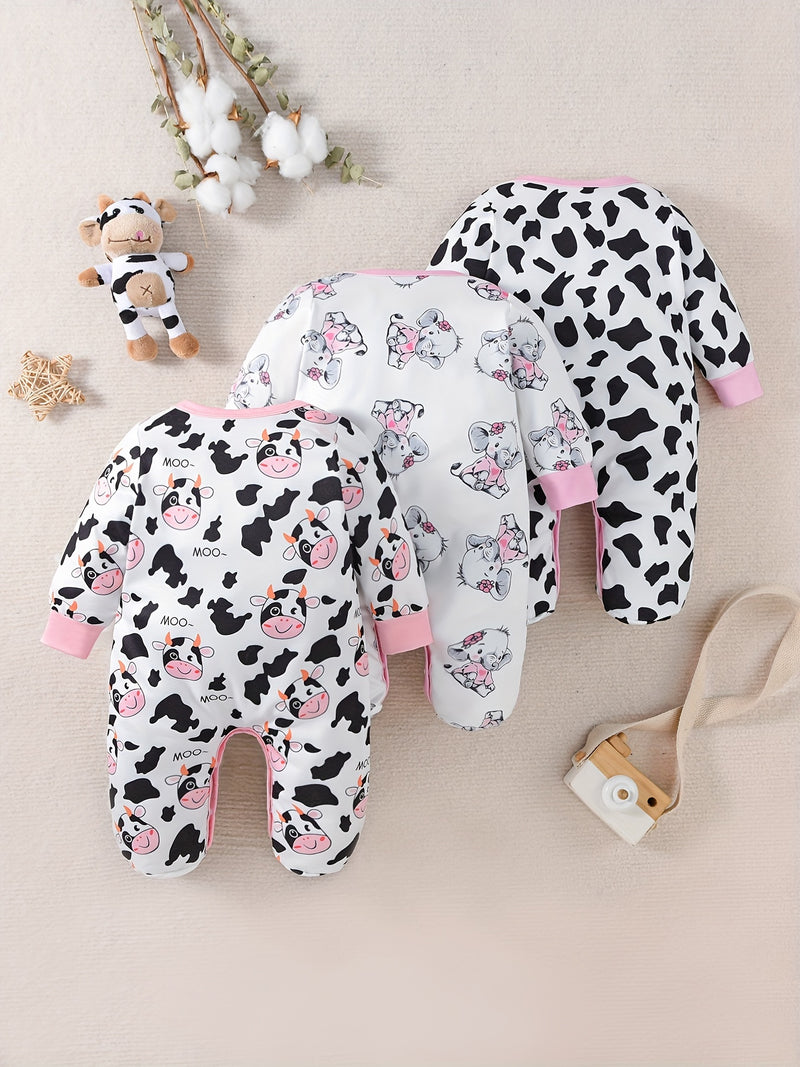A Set of Three Adorable Onesies for Baby Girls.