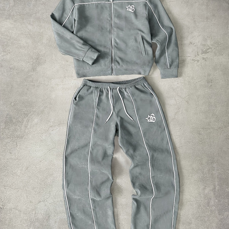 Men's Black Stand-Up Collar Metal Zipper Trendy Color.