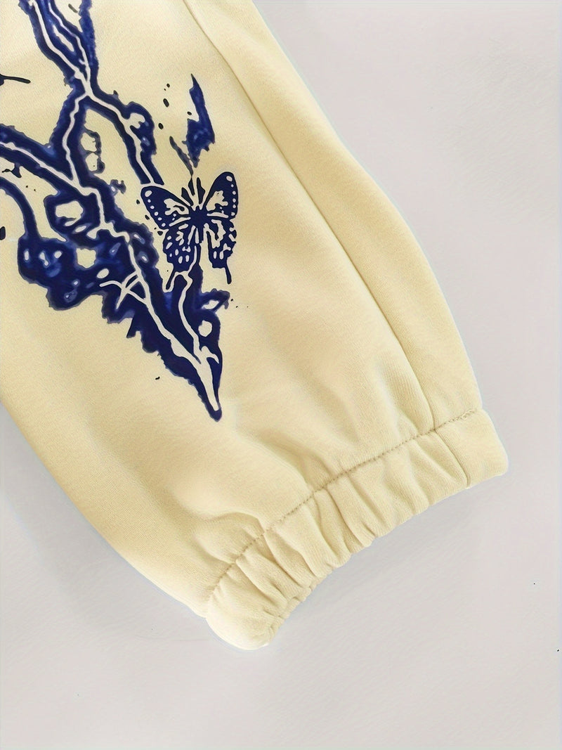 Women'S Elegant Butterfly & Lightning Print High Neck Long Sleeve.