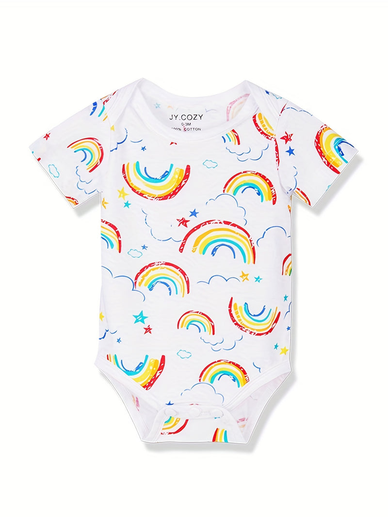 5pcs Cute Baby Girl 100% Cotton Short Sleeve Bodysuits.