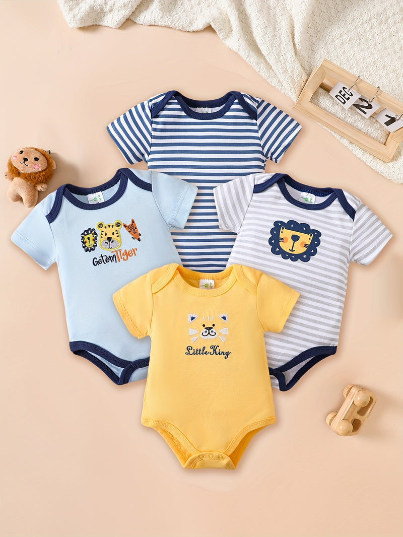 4pcs set of new spring/summer baby boy romper bodysuits.