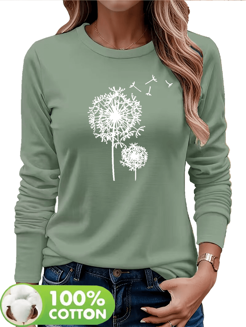 Women's  Long Sleeve Round Neck T-Shirt.