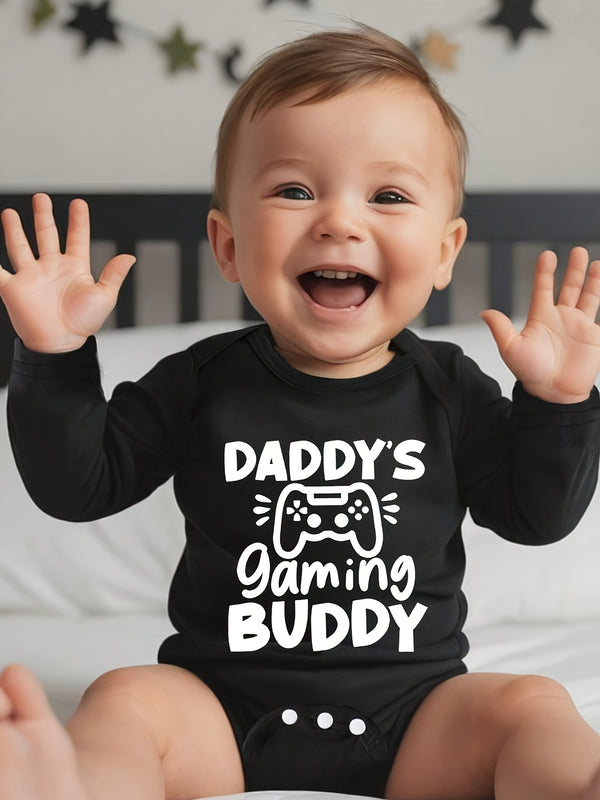 Comfortable Baby Long-sleeved Onesies with Cute Cartoon Letter Prints.