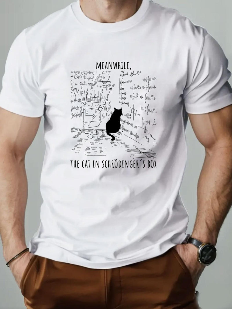 Men's Short-Sleeve T-Shirt with a Kitten Pattern for Summer Casual Wear.