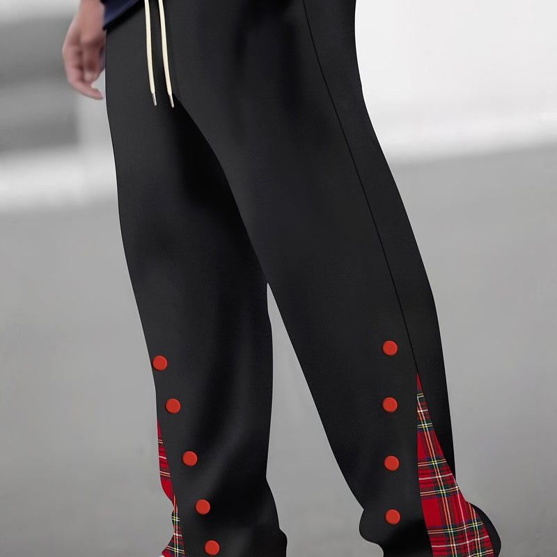 Men's Cuffed Button-tab Trousers, Stylish Sport Casual Pants.