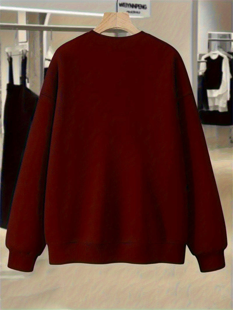 Women's Oversized German Text Print Sweatshirt.